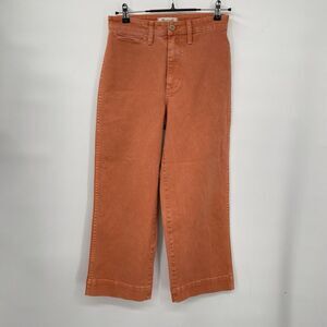 Madewell 26 Wide Leg Utility‎ Pants Womens Burnt Orange High Rise Canvas Cropped